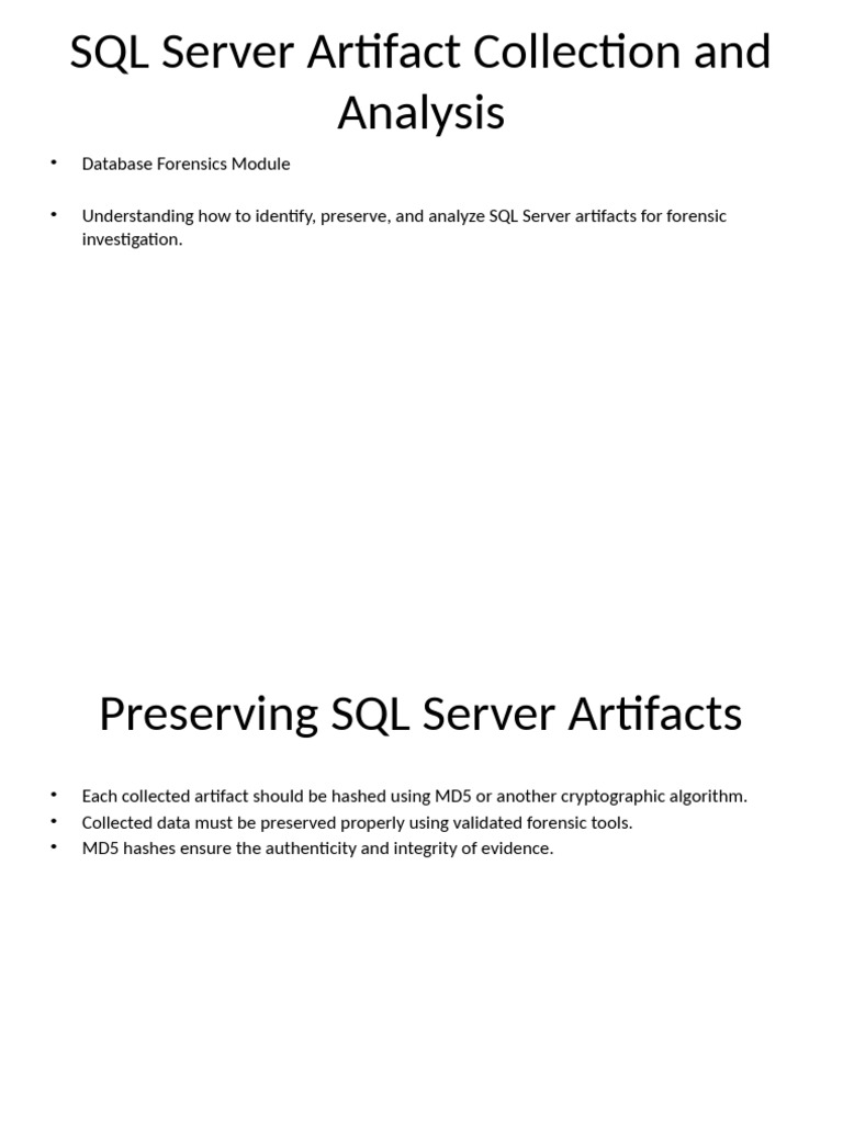 SQL Server Artifact Collection Lecture | PDF | Microsoft Sql Server ...