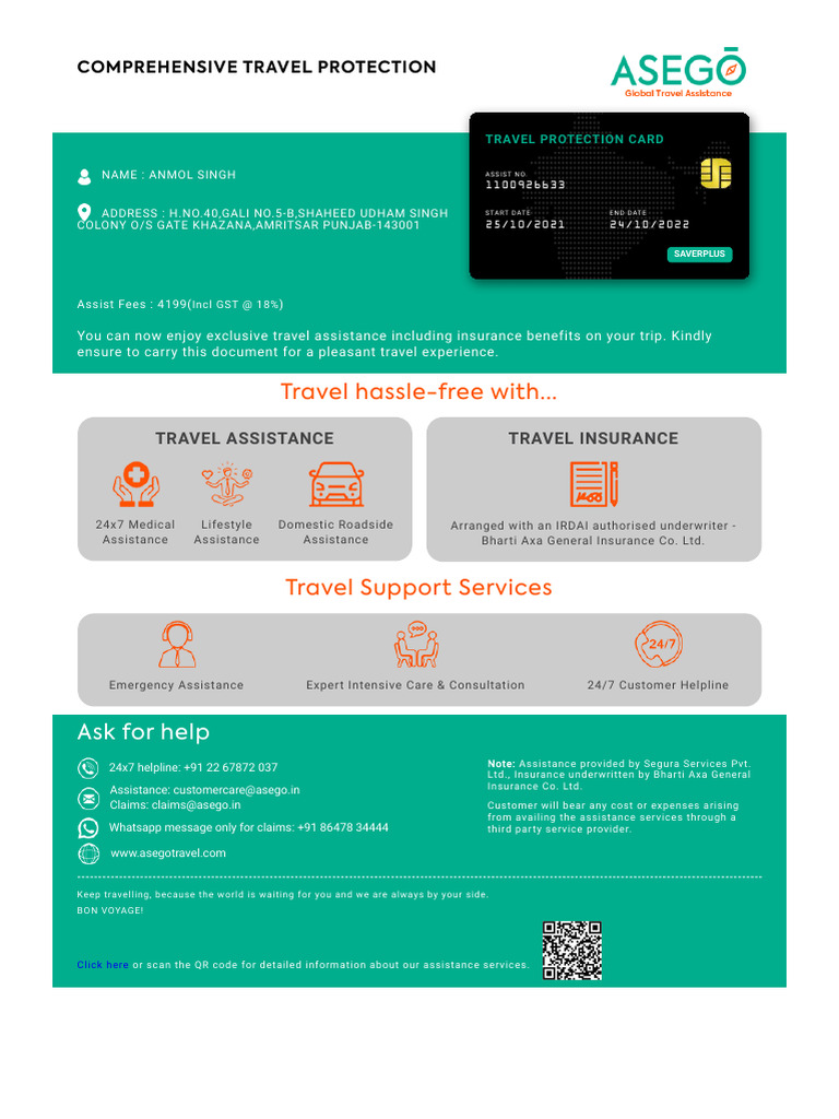 Bharti Axa Travel Insurance | PDF | Insurance | Disability