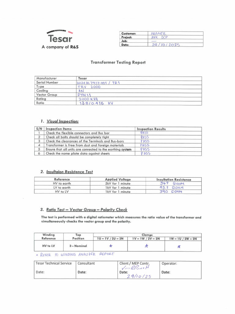 Transformer Winding Resistance & TTR Test | PDF | Transformer ...