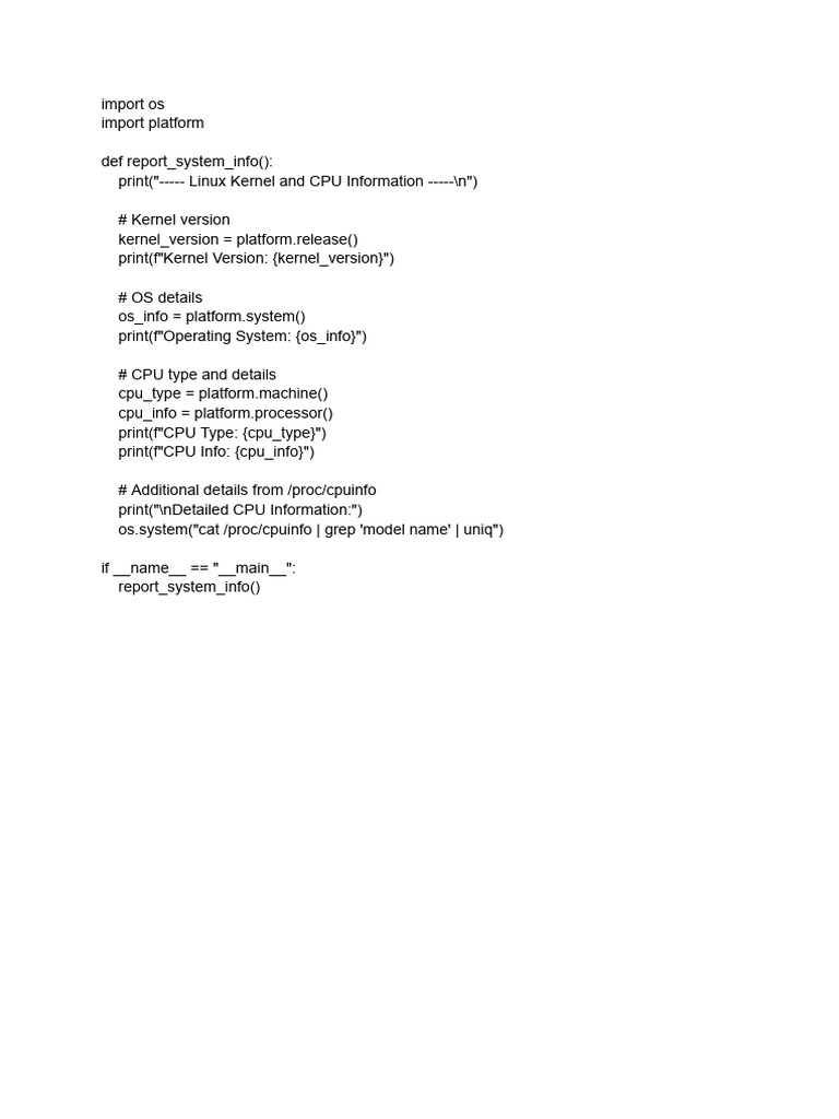 Linux Kernel and CPU Info Report | PDF