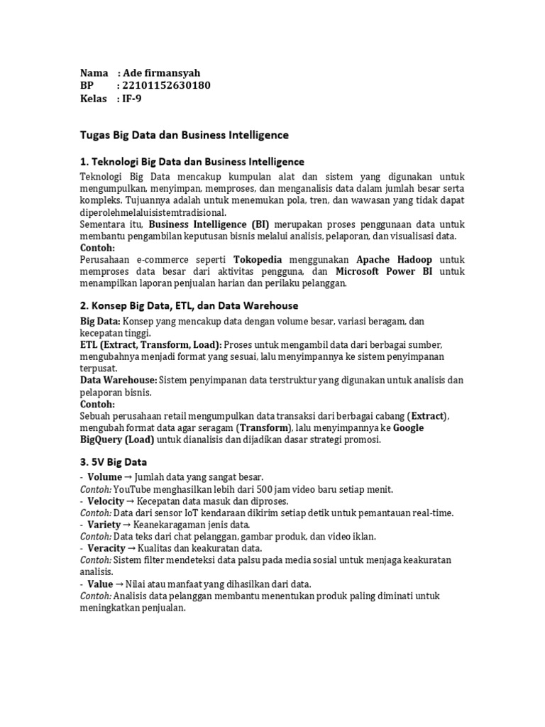 Teknologi Big Data dan BI untuk Bisnis | PDF