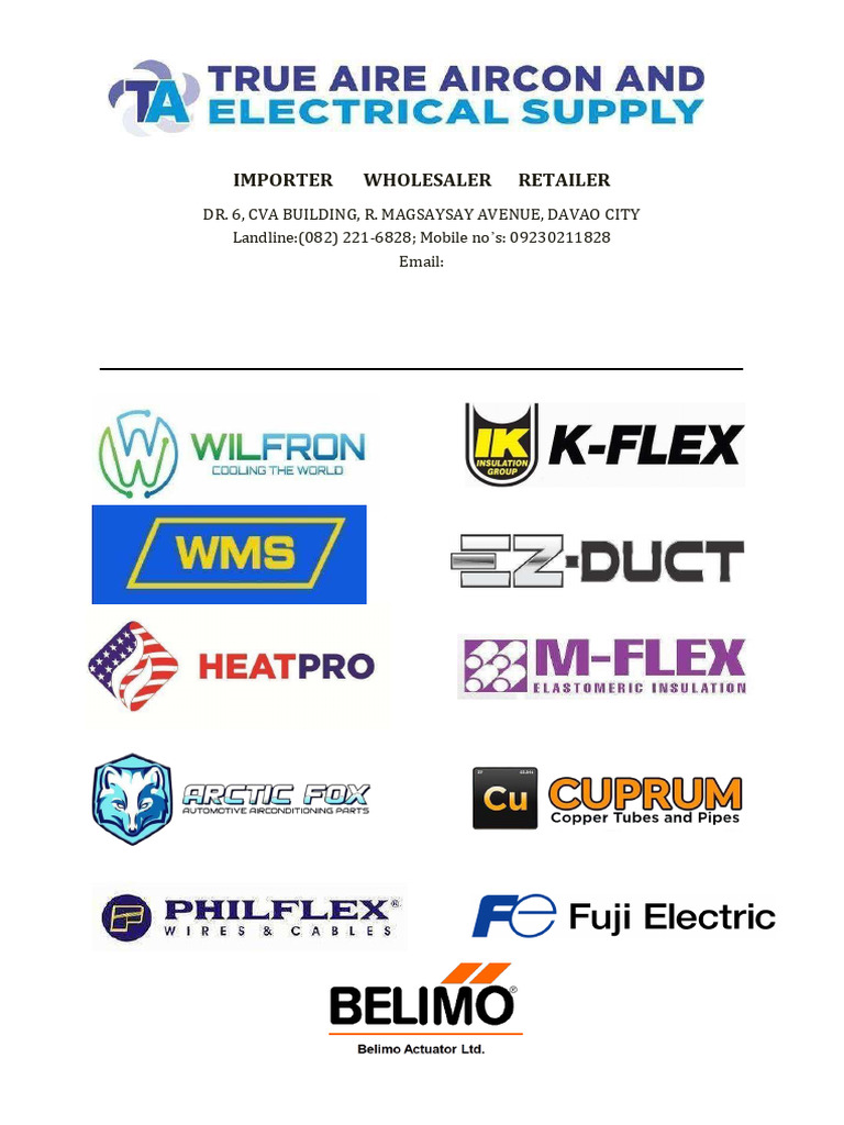 True Aire Electrical & Aircon Supply Davao | PDF | Valve | Pipe (Fluid ...
