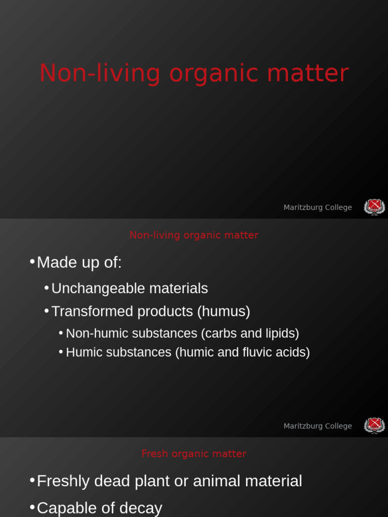 Non-Living Organic Matter | PDF | Soil | Organic Matter