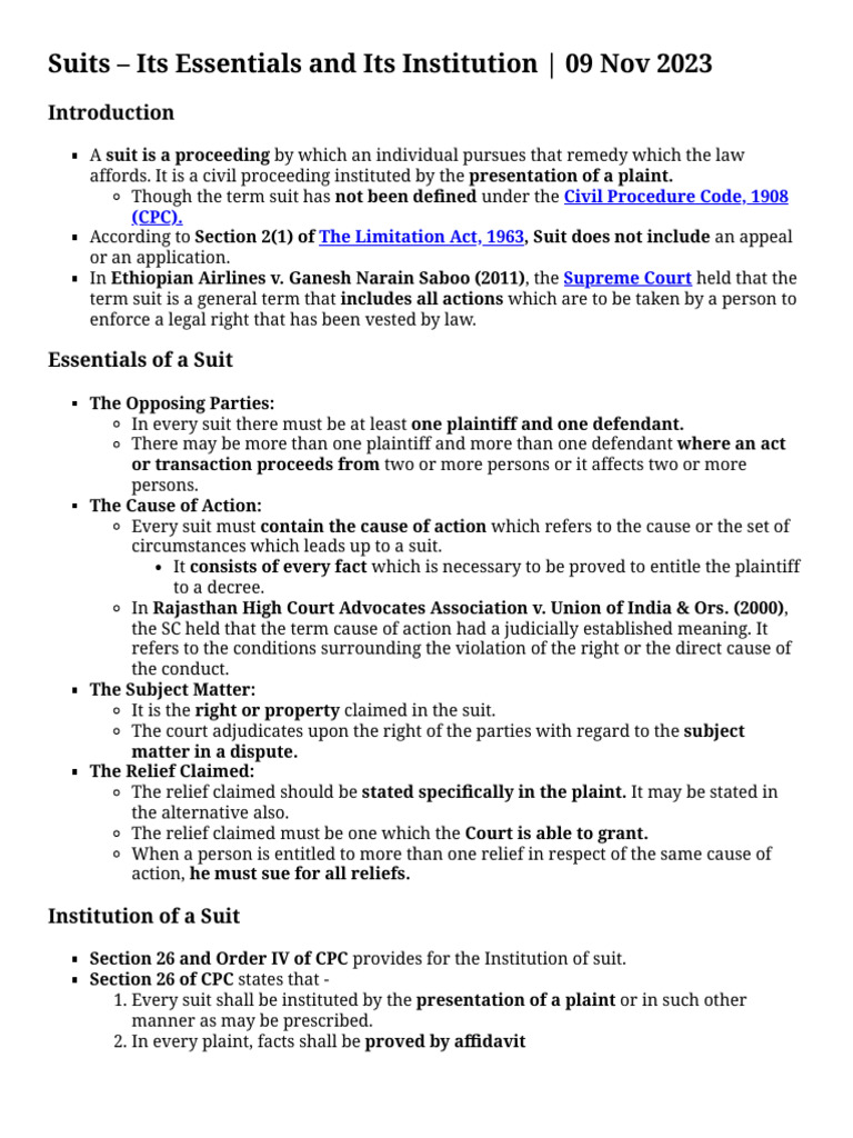 To The Point TTP Code of Civil Procedure Suits Its Essentials and Its ...