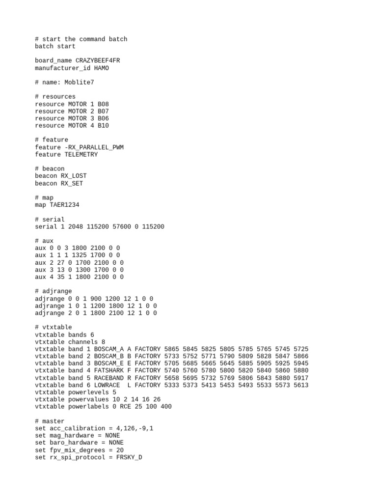 Moblite7 Configuration Command Batch | PDF