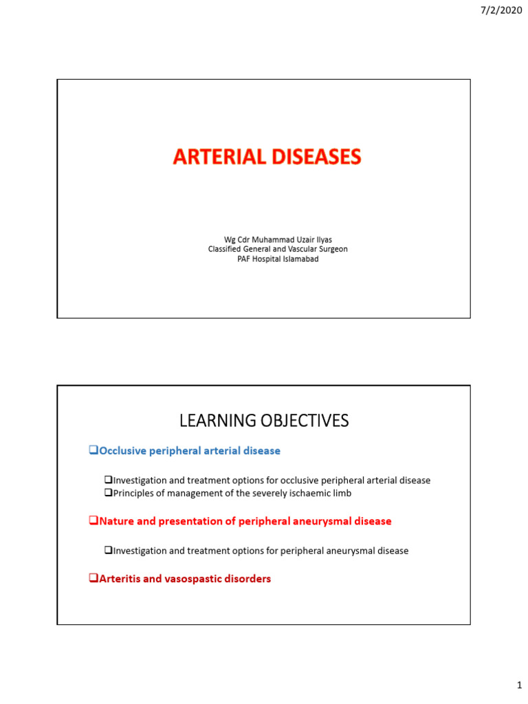 Peripheral Arterial Disease Overview | PDF | Pulse | Angiography