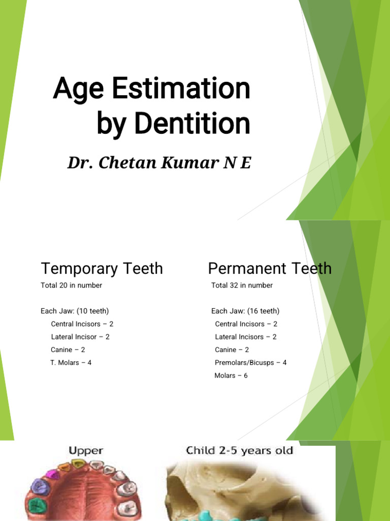 Age Estimation by Dentition | PDF | Tooth | Dental Anatomy