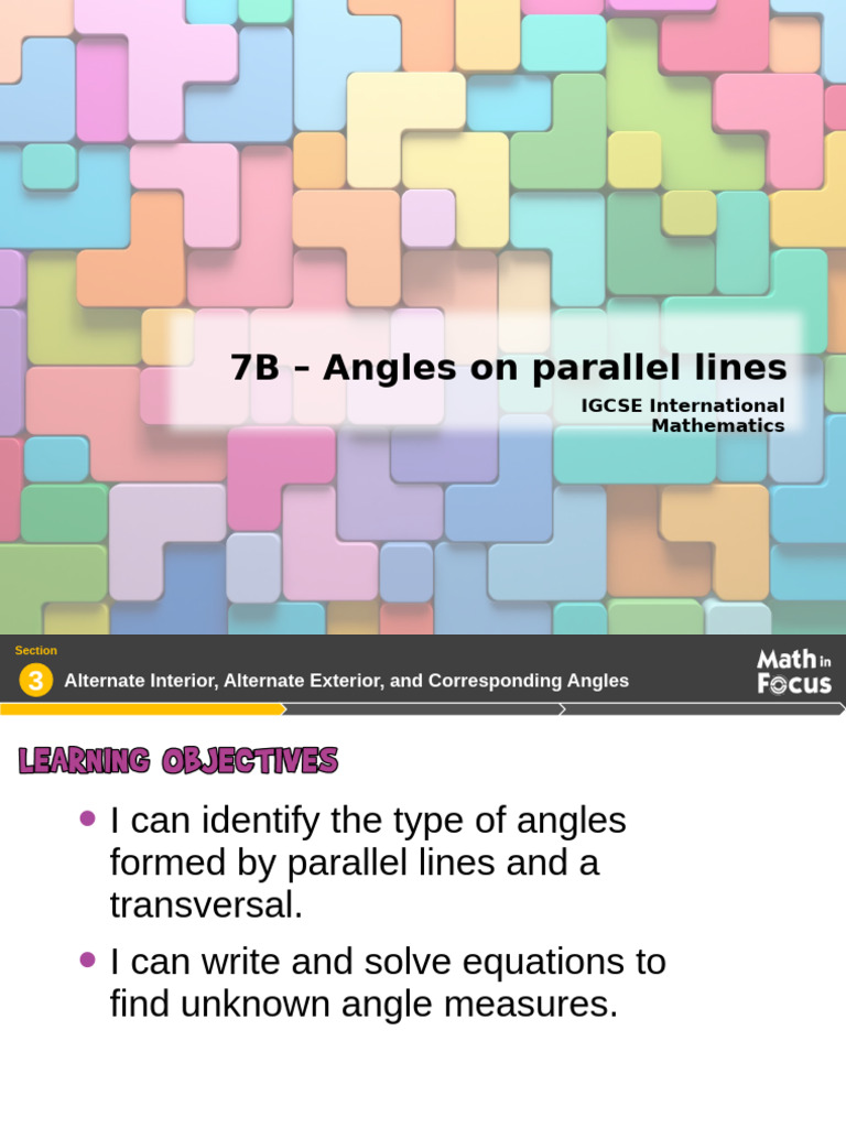 7B - Angles On Parallel Lines | PDF | Mathematics | Elementary Geometry