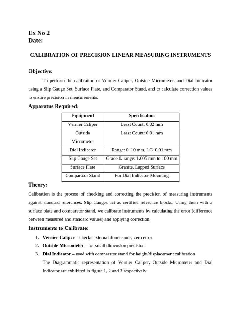 Ex No 2 Calibration | PDF | Calibration