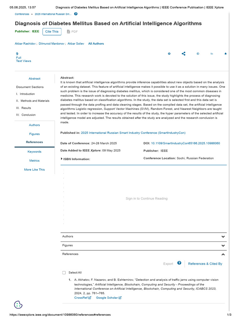 Diagnosis of Diabetes Mellitus Based On Artificial Intelligence ...