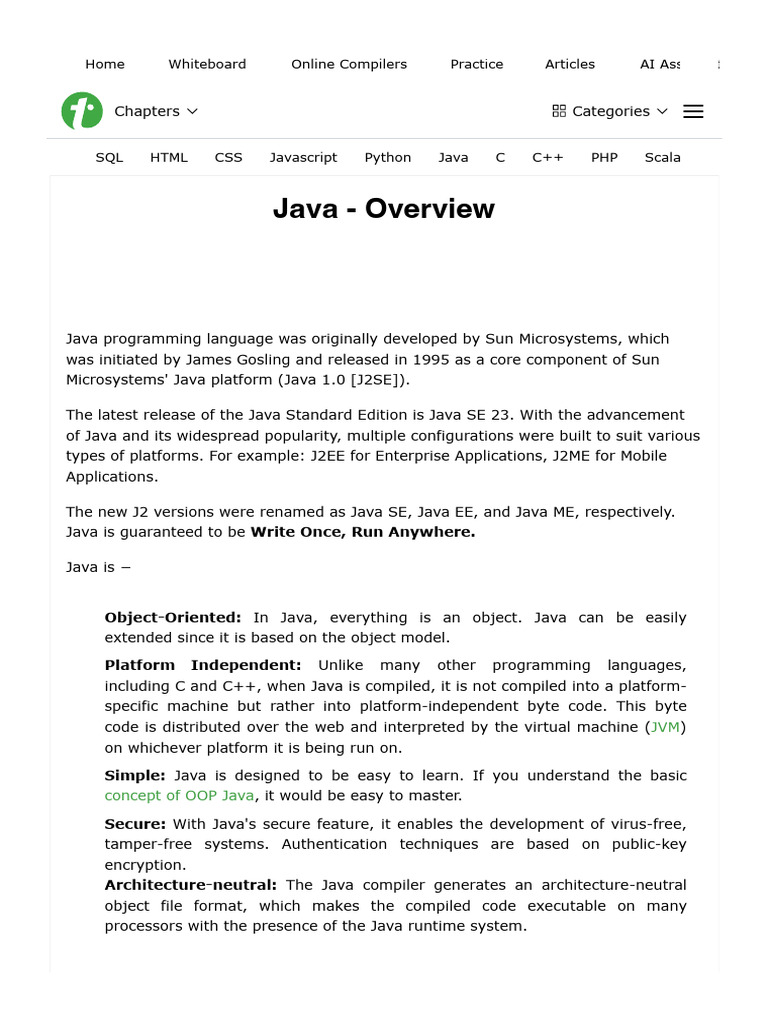 Java 01 Overview | PDF | Java (Programming Language) | Java Virtual Machine