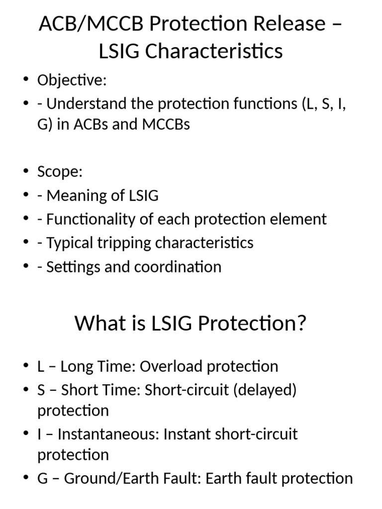 LSIG Protection in ACBs and MCCBs | PDF