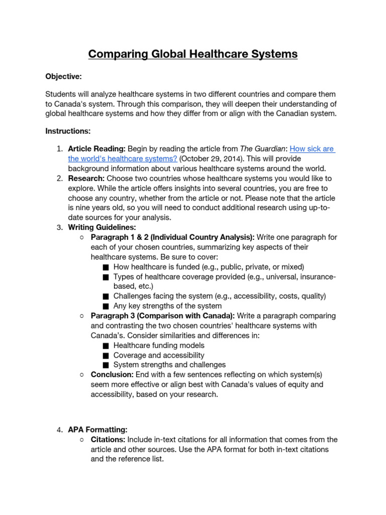 Comparing Global Healthcare Systems | PDF | Health System | Citation