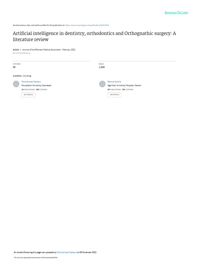 AI Applications in Dentistry Review | PDF | Artificial Intelligence ...