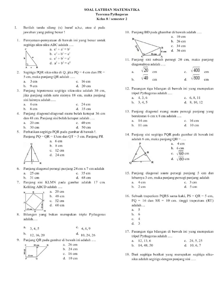 Soal Math Phytagoras Kls 8 | PDF