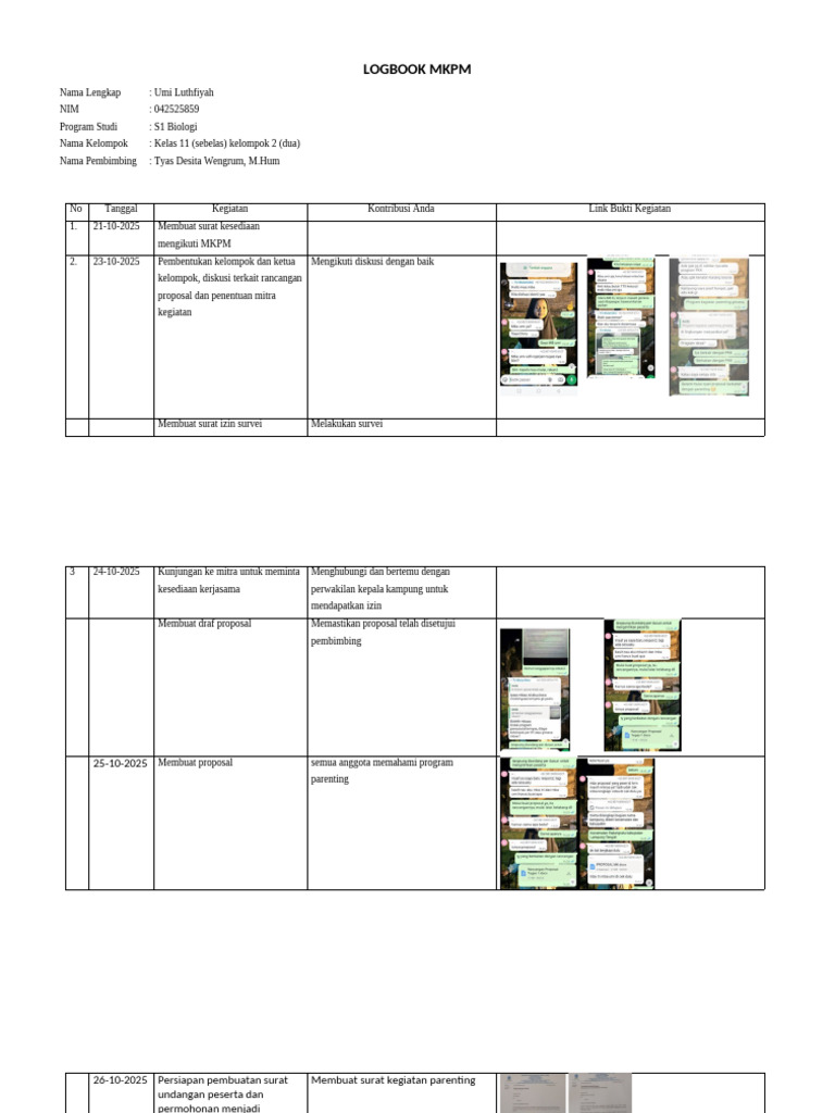 LOGBOOK Ke 4 MKPM | PDF