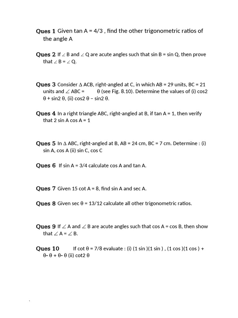 Trigonometric Ratios and Identities Guide | PDF | Trigonometry ...