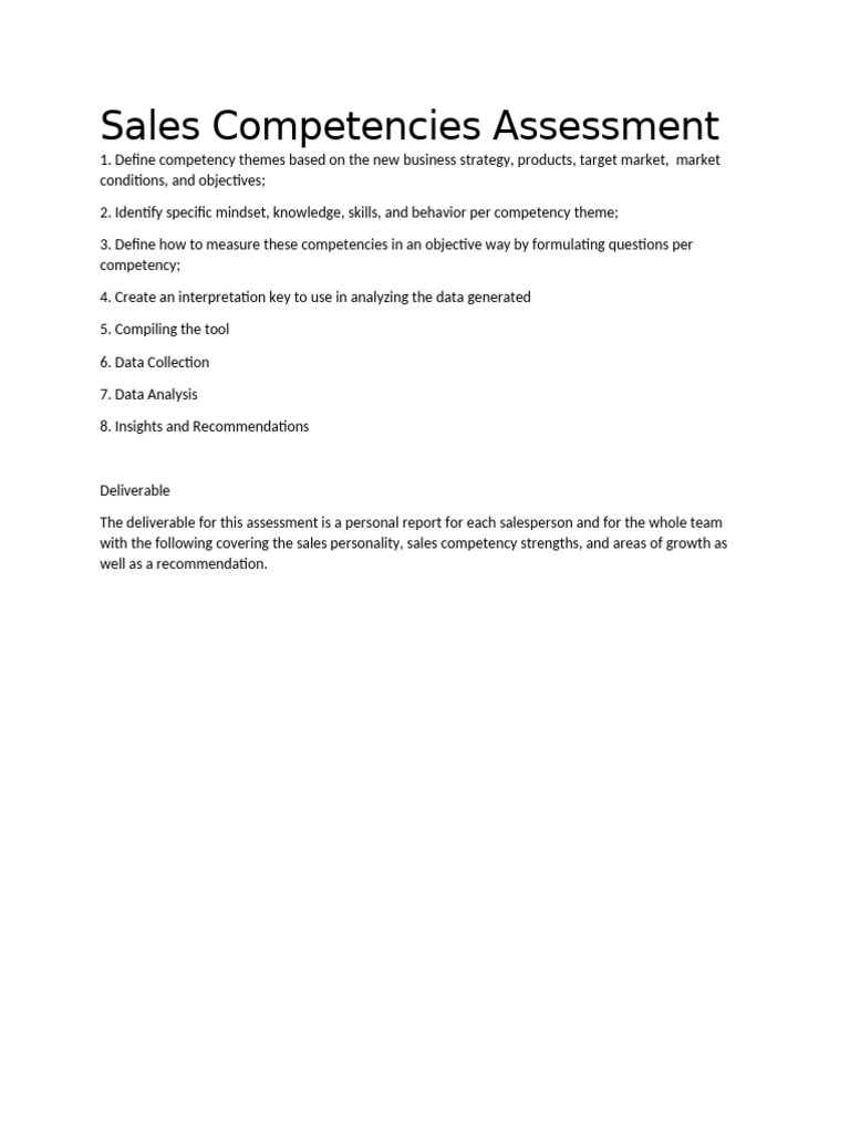 Sales Competencies Assessment | PDF