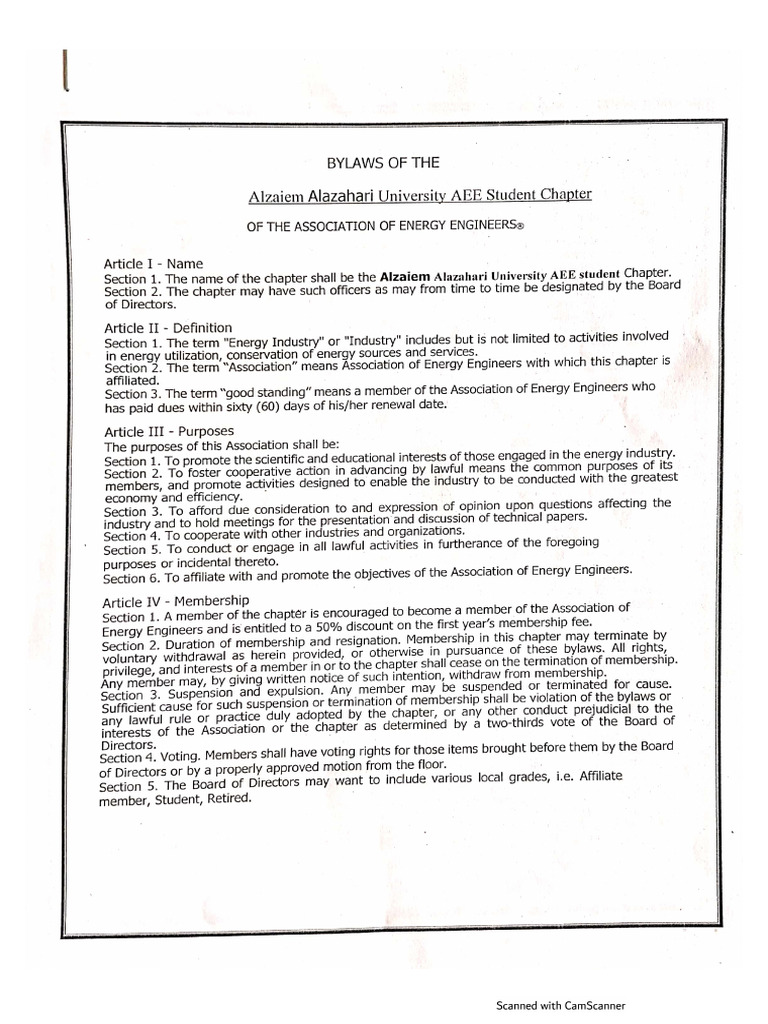 Bylaws - Alzaiem Alazhari University AEE Student Chapter | PDF