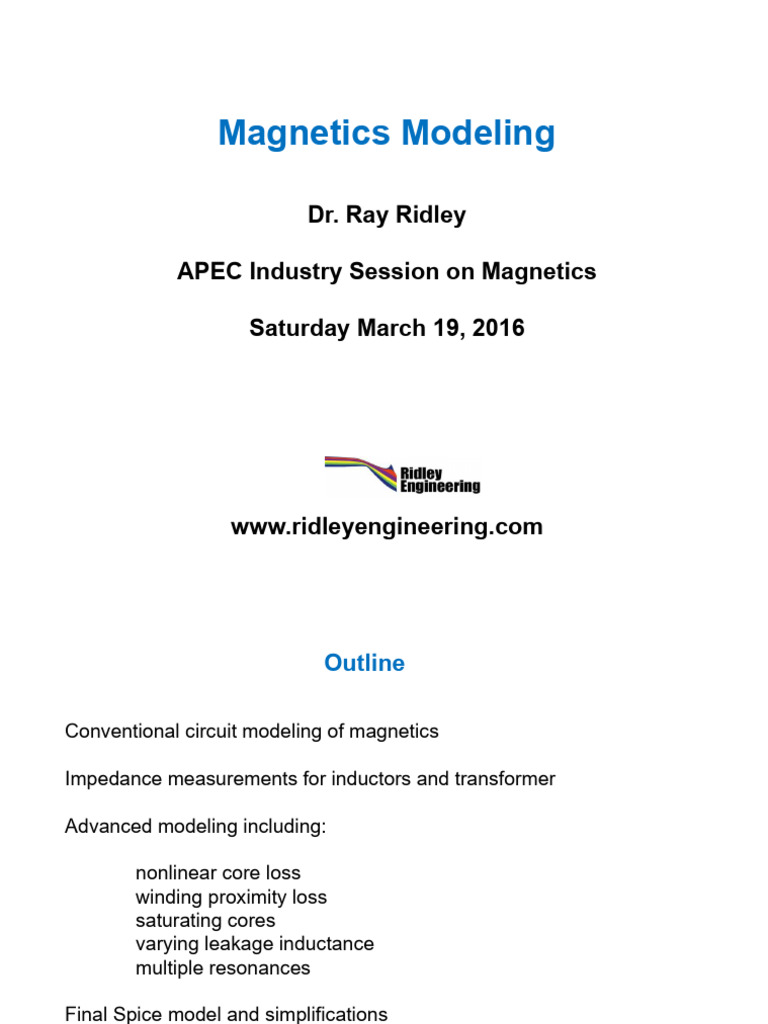 Advanced Magnetics Modeling Techniques | PDF | Inductor | Transformer