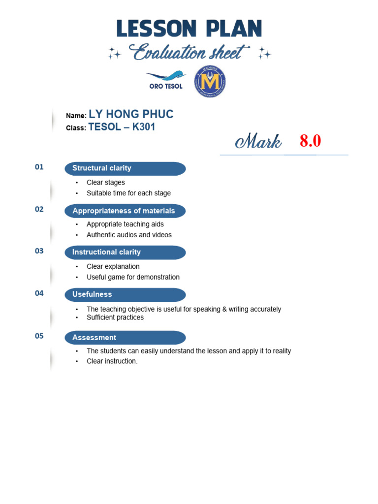 Lesson Plan's Mark | PDF