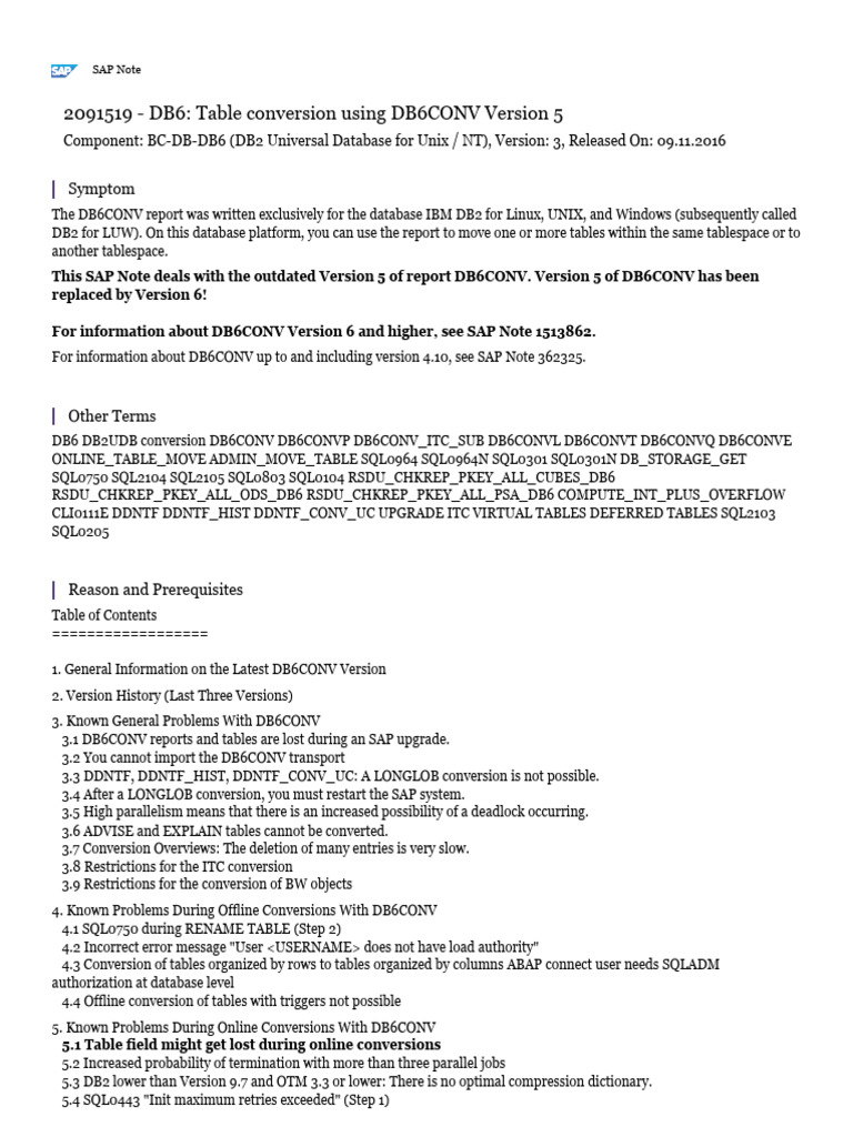 DB6CONV V5: Table Conversion Guide | PDF | Ibm Db2 | Databases