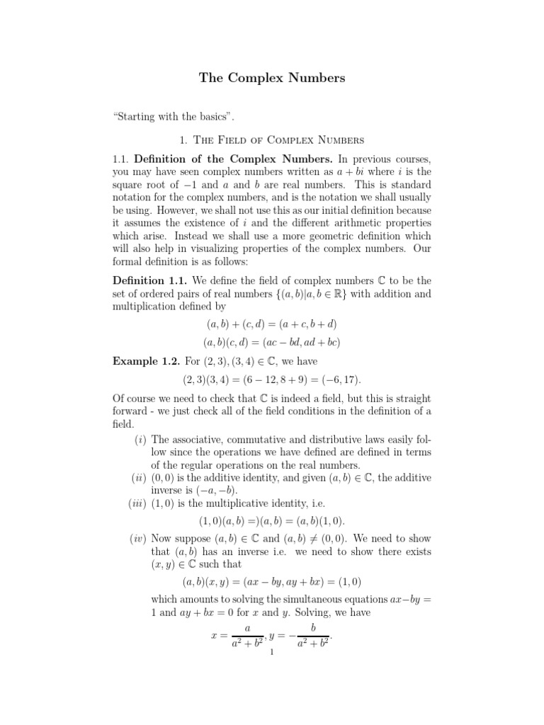 Complex Analysis-Chapter1 | PDF | Complex Number | Cartesian Coordinate ...