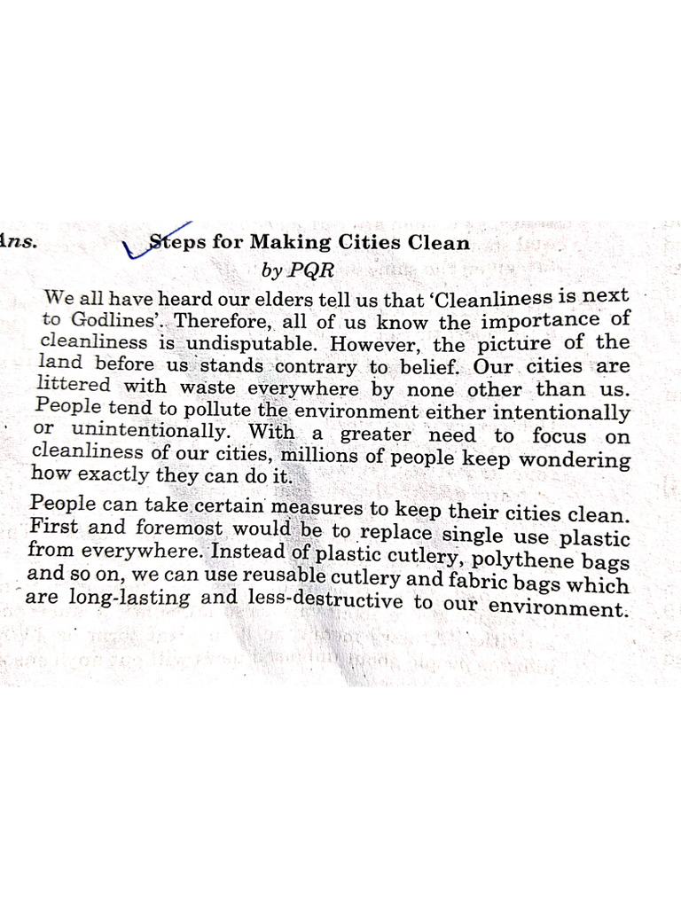 Steps For Making Cities Clean Essay | PDF