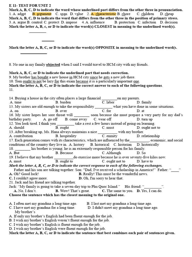 Test For Unit 2 - HS | PDF | White House | American Government