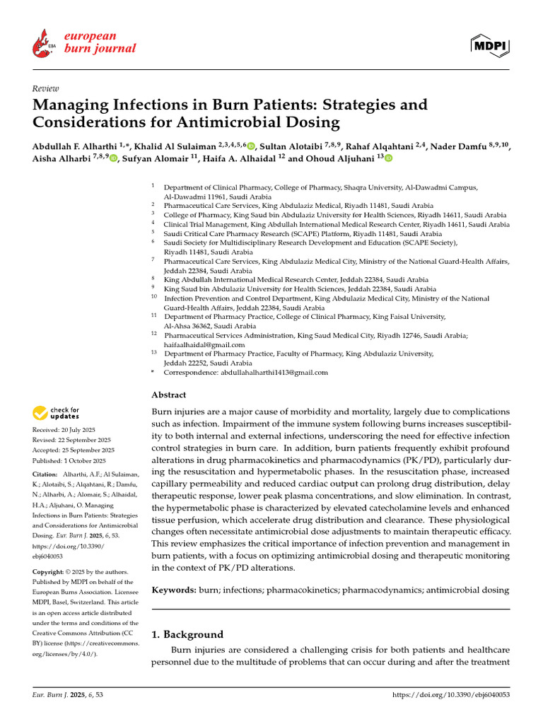 Antimicrobial Dosing in Burn Infections | PDF | Antimicrobial ...