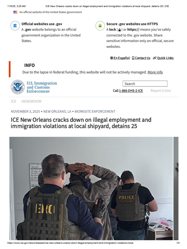 ICE New Orleans Detains 25 for Violations | PDF | U.S. Immigration And ...