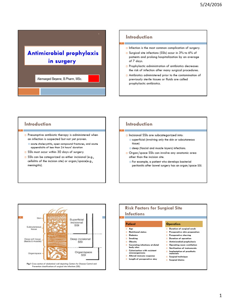 Antimicrobial Prophylaxis in Surgery | PDF | Surgery | Infection