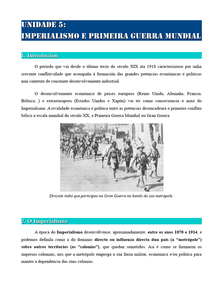 Imperialismo e Primeira Guerra Mundial | PDF