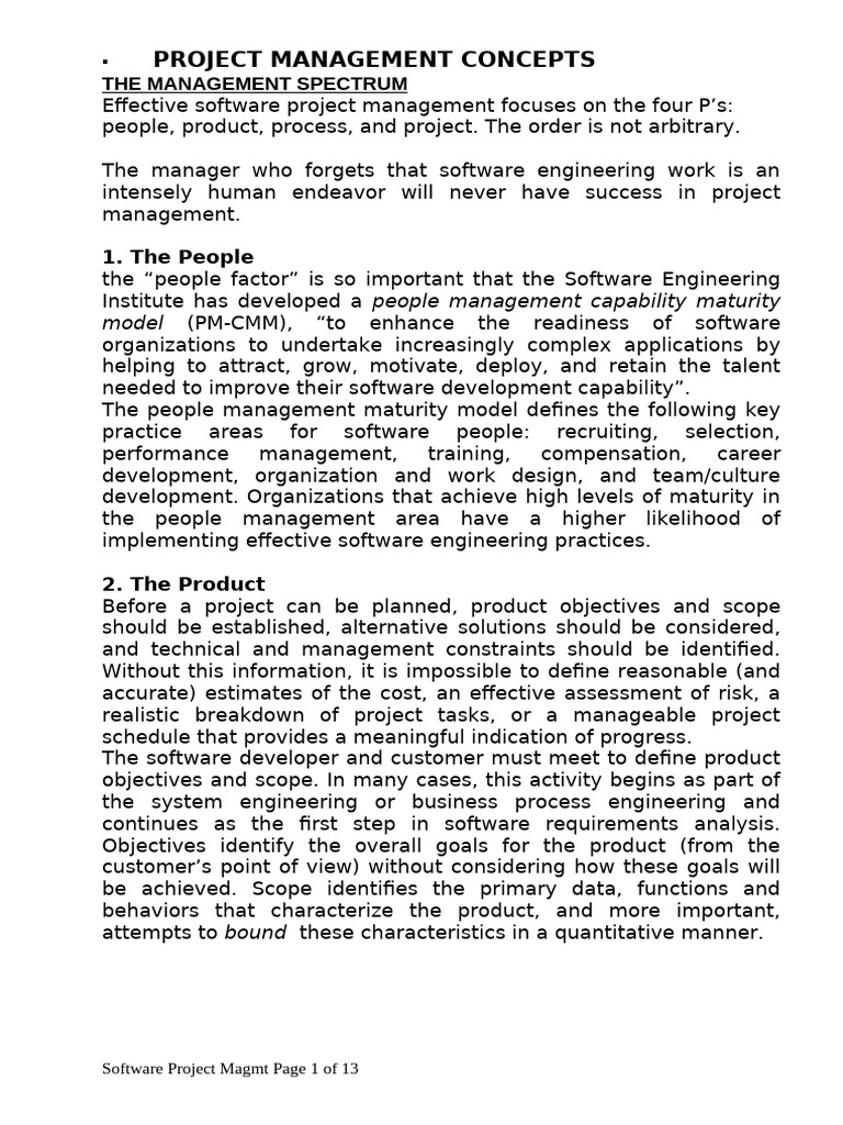 Four P's of Software Project Management | PDF | Project Management ...