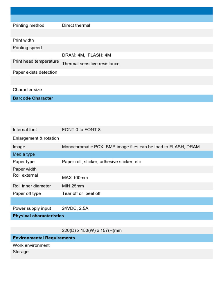 Xprinter XP-350BM Specifications | PDF
