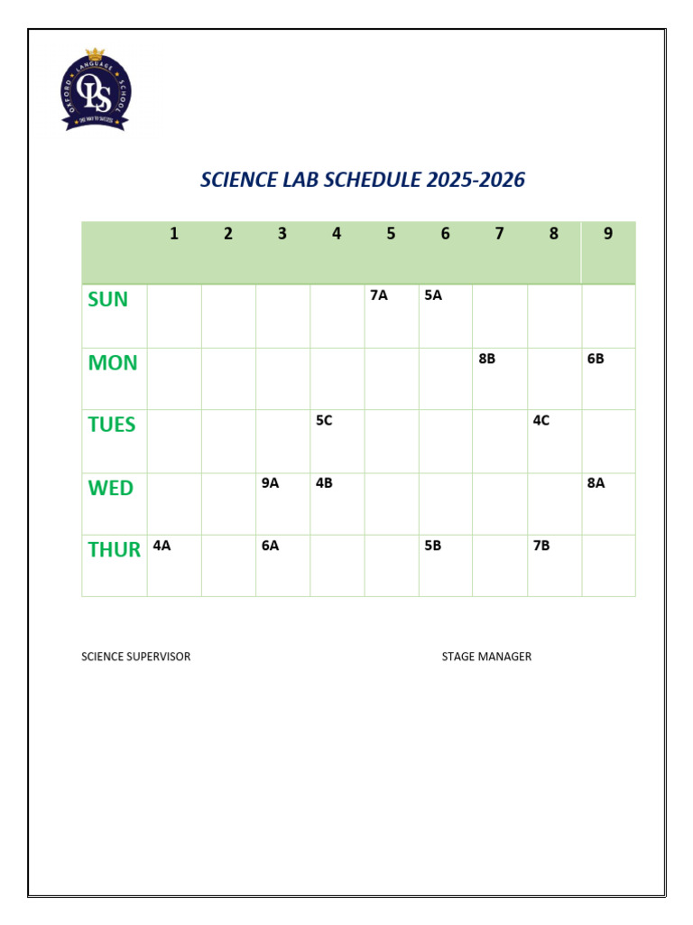 Lab Secdule | PDF