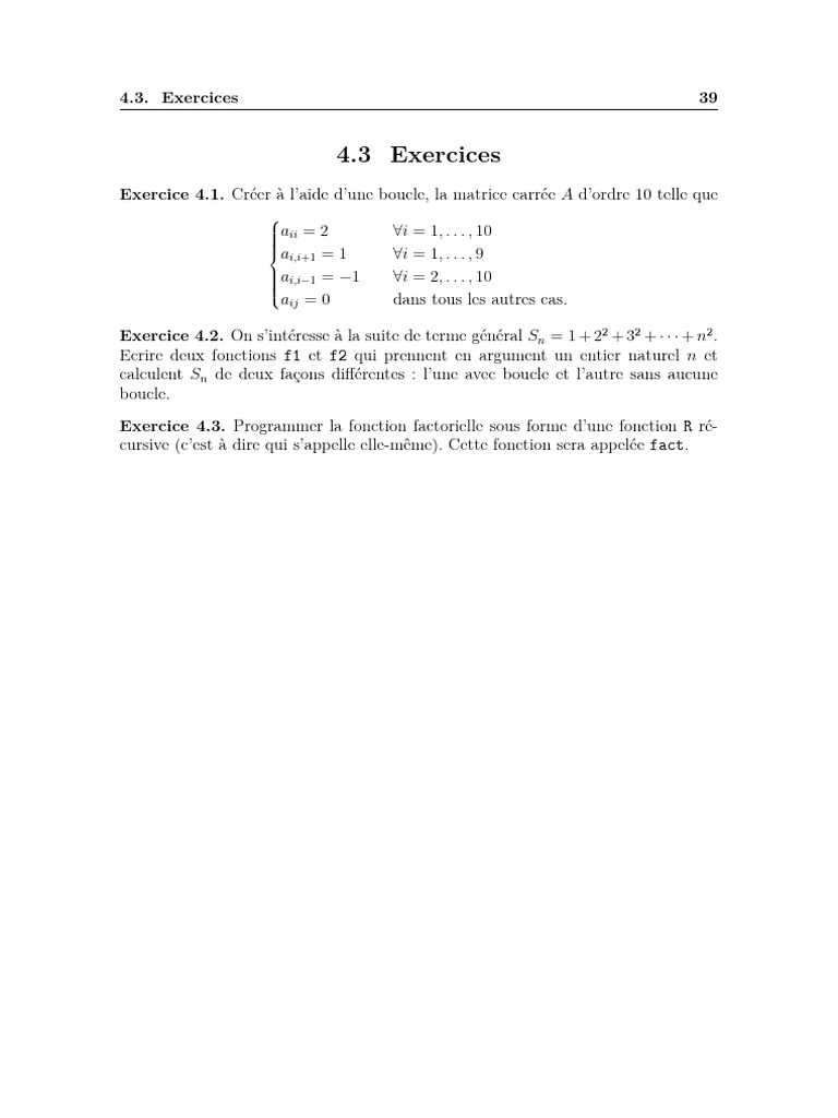 Exercices de programmation en R | PDF