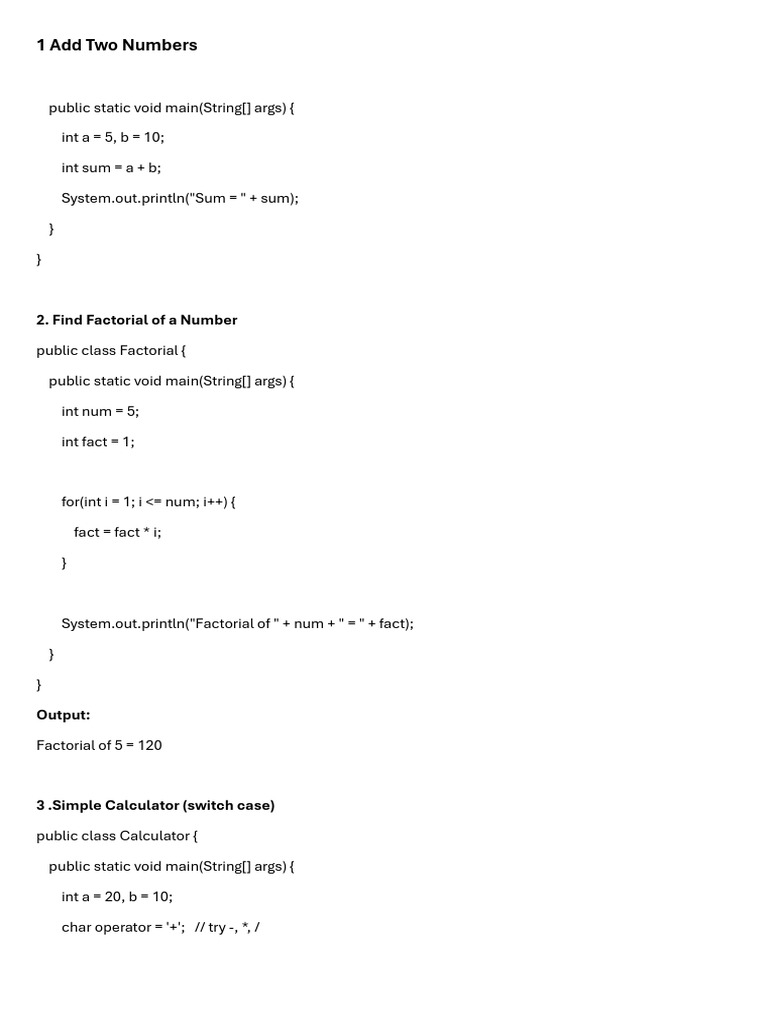 Java Programming Basics and Examples | PDF | Computer Programming ...