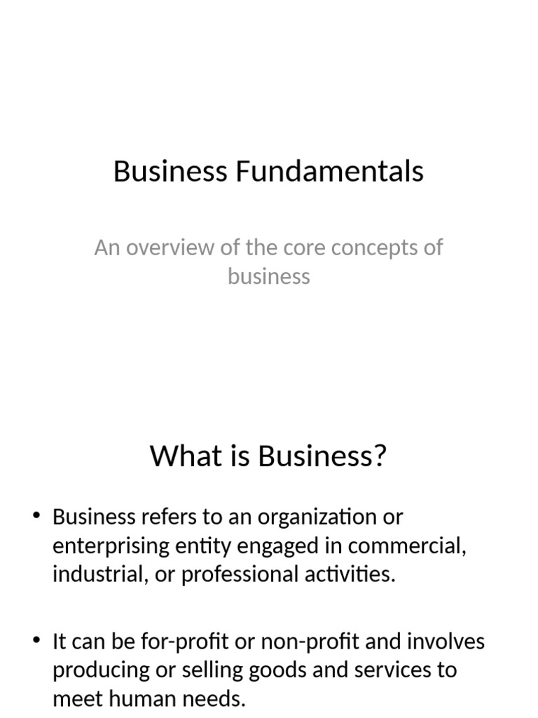 Core Concepts of Business Fundamentals | PDF