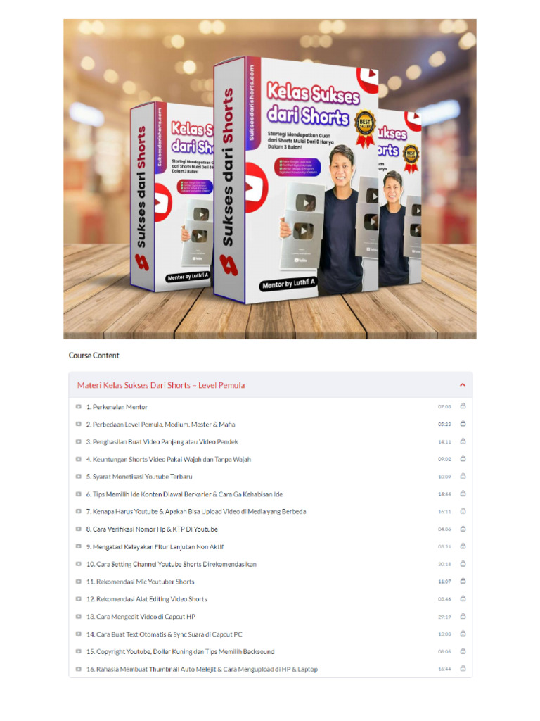 Intro Produk Kelas Sukses Dari Shorts Pdf