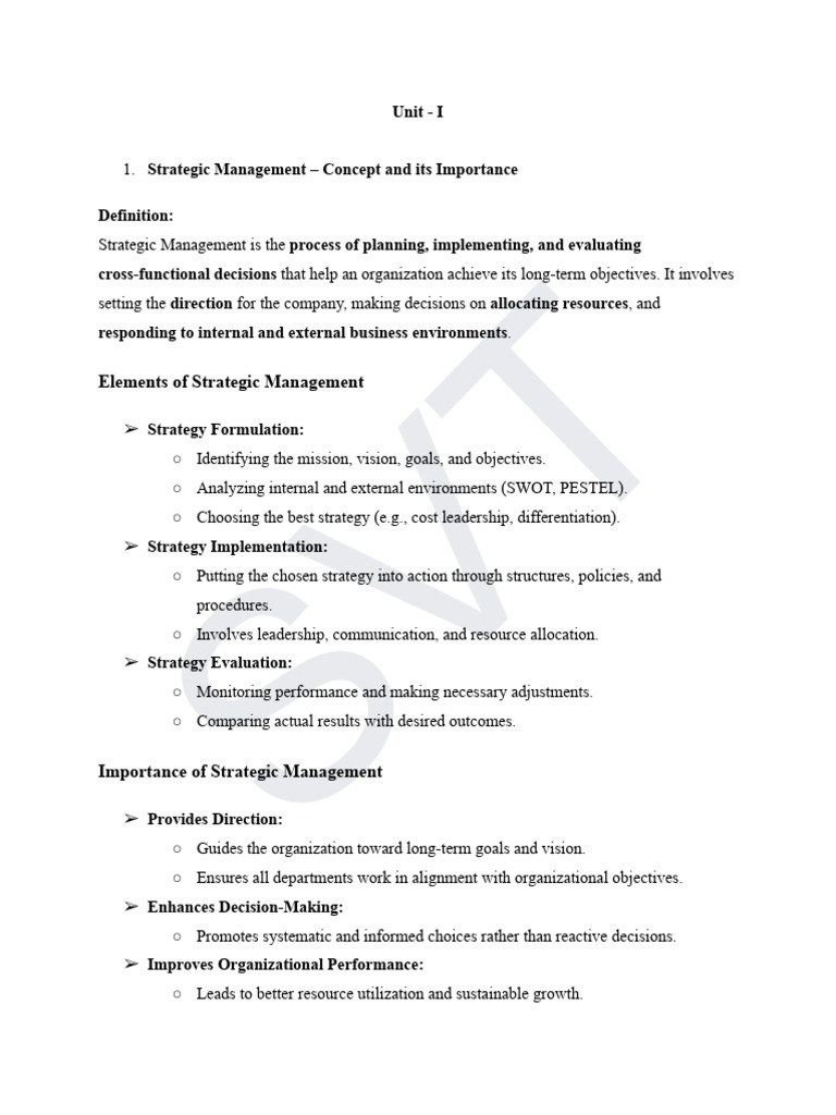 Strategic Management Overview and Importance | PDF | Strategic ...