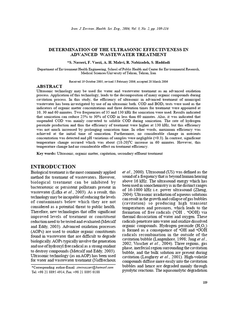 Determination of the Ultrasonic Effectiveness in Advanced 2ppjmeew5q | PDF