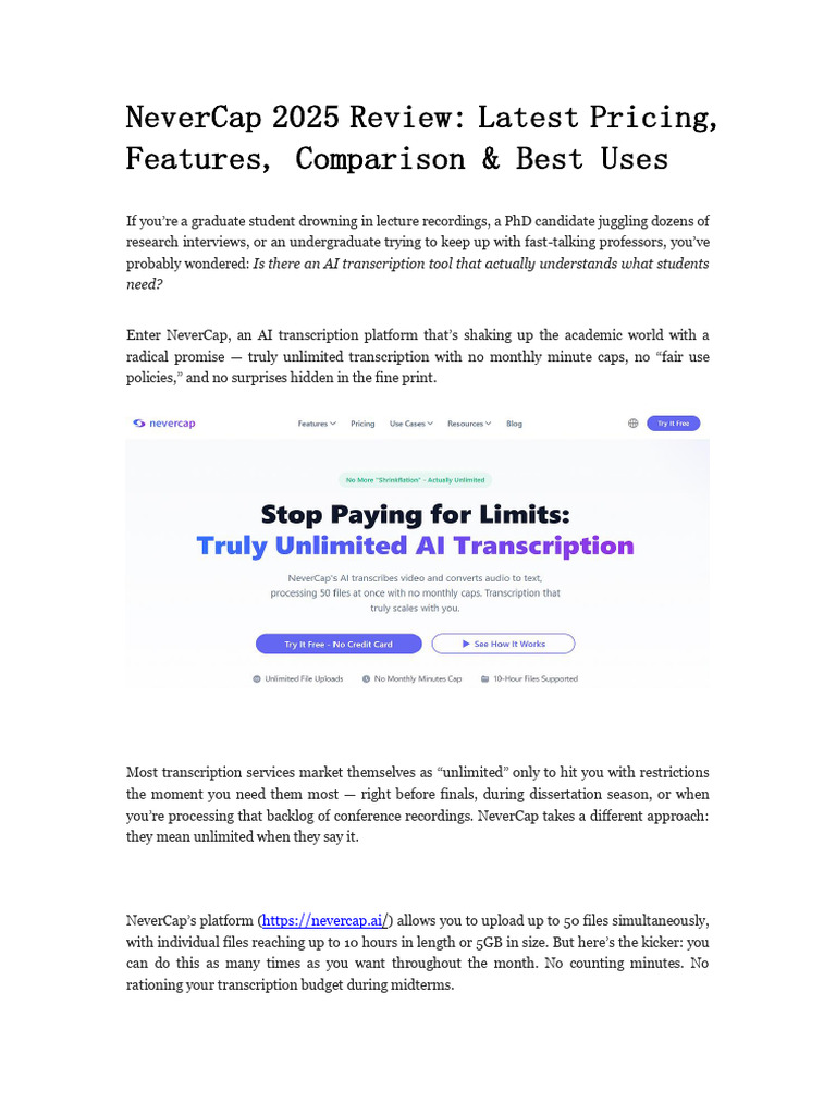 NeverCap 2025 Review: Latest Pricing, Features, Comparison & Best Uses ...