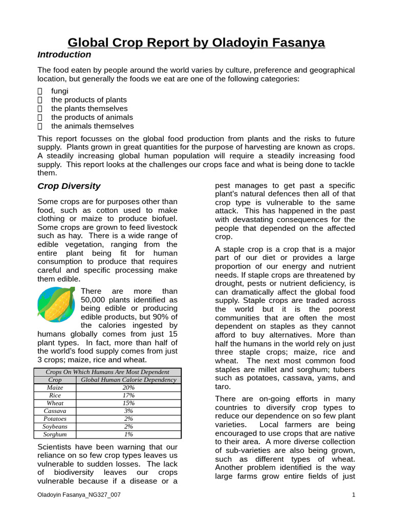 Global Crop Production Challenges | PDF | Staple Foods | Crops