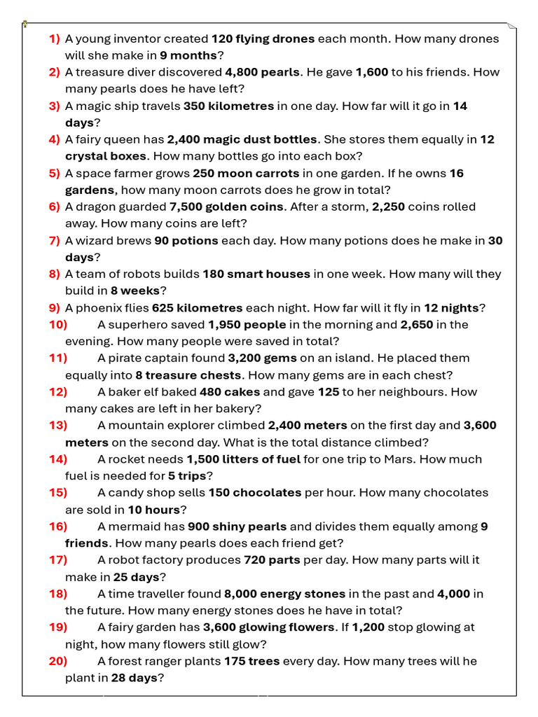 Fun Math Word Problems for Kids | PDF