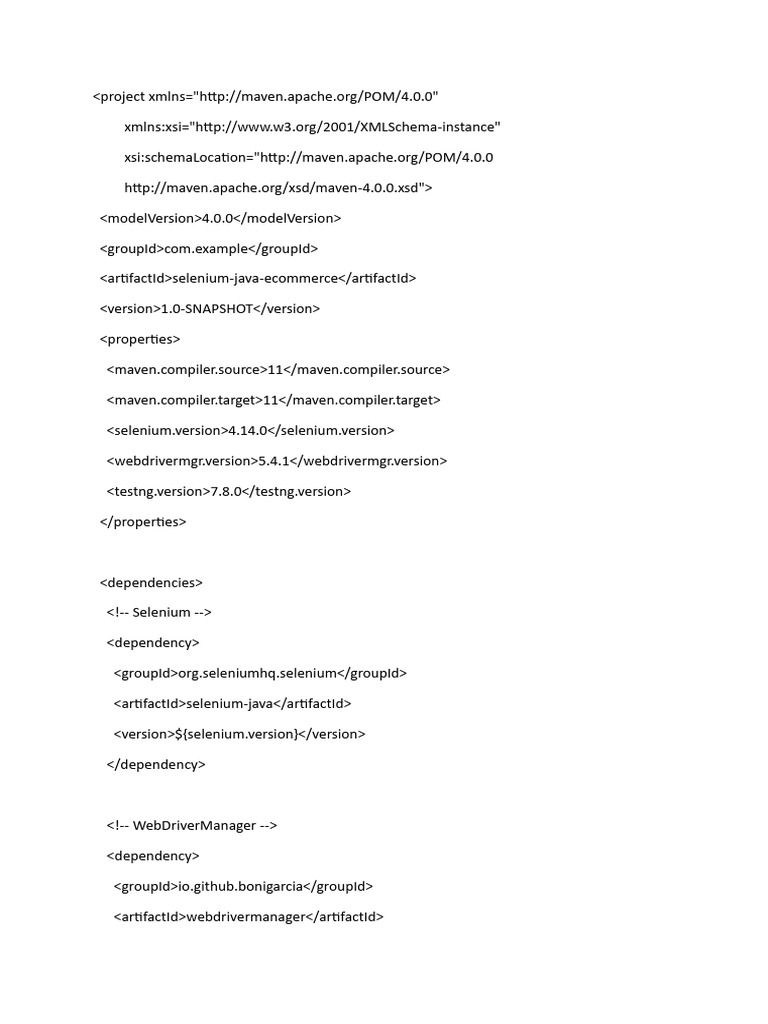 Maven POM for Selenium Java Project | PDF