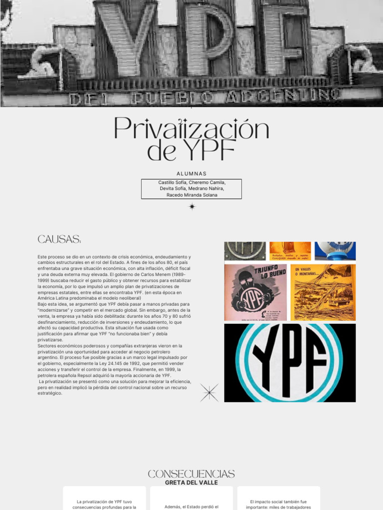 Causas y Consecuencias de la Privatización de YPF | PDF | Privatización ...