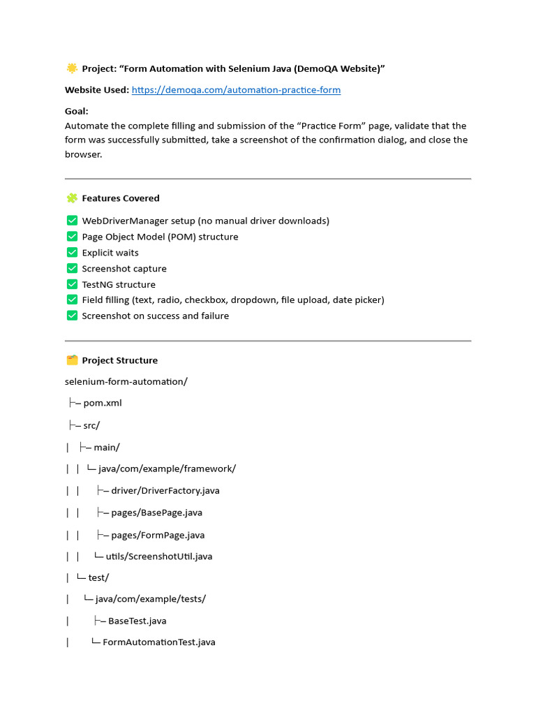 Selenium Java Form Automation Guide | PDF | Computer Programming ...