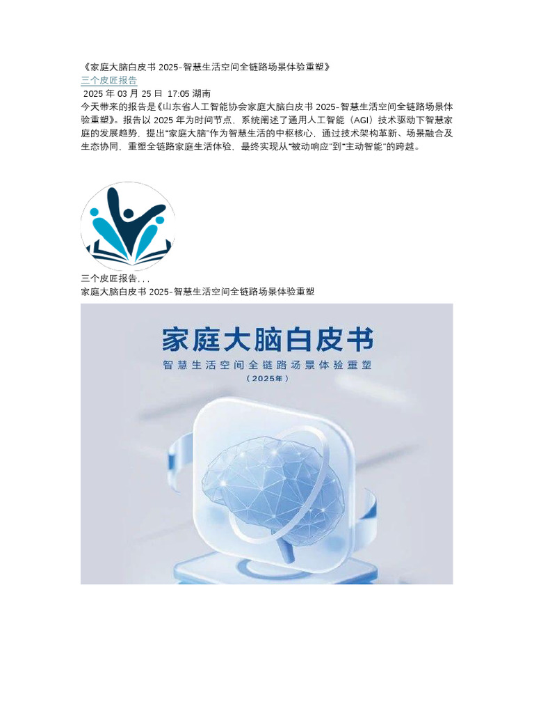 家庭大脑白皮书2025 | PDF