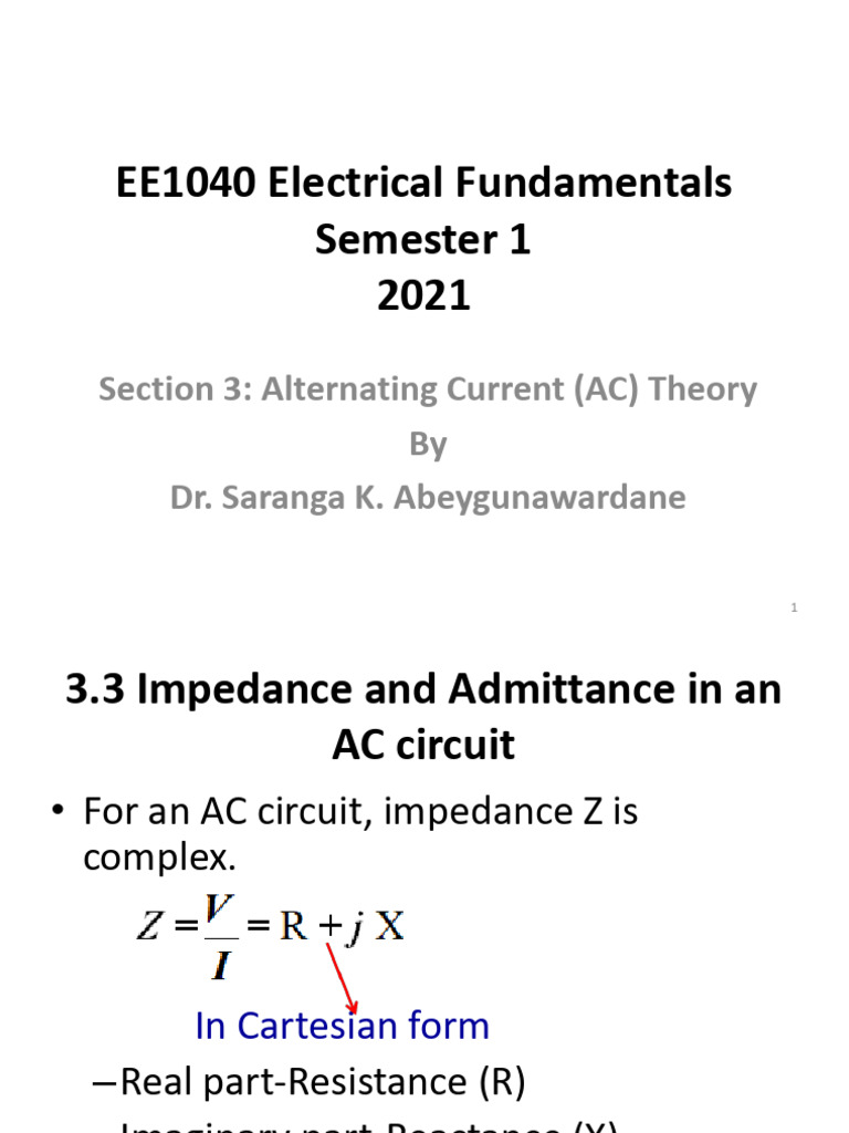 Alternating Current (AC) Theory 3 | PDF | Electrical Impedance ...